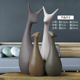 恒瓷美 北欧现代家居创意陶瓷装饰品小摆件客厅装饰酒柜电视柜玄关摆设 一家四口鹿（雅光）