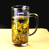 乐美雅 钢化玻璃茶杯带手柄透明泡茶杯家用耐热喝茶杯绿茶杯防摔加厚茶水杯啤酒杯 630ml曼顿把杯