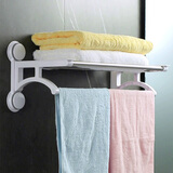 嘉宝吸盘毛巾架免打孔浴巾架收纳架卫生间浴室不锈钢壁挂毛巾杆双层浴巾架置物架层架子