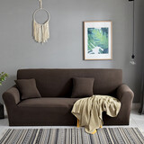 南水涧纯色弹力沙发套罩全包防滑沙发罩真皮老式组合沙发巾通用防尘盖布 流金咖 XL码  231-300cm