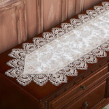 泰绣 尖角桌旗欧式电视柜旗蕾丝餐垫长柜桌布茶几装饰梳妆台盖布鞋柜布茶席小盖巾 浅褐色 40*120cm