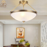 金绅全铜美式吸顶灯仿云石特色裂纹玻璃过道欧式半吸顶卧室灯书房灯具 A款-半吊款大号(宽50cm*高40cm)