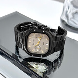 古欧（GUOU）手表女学生复古时尚气质女士精致方形带日历石英钢带情侣手表一对 枪灰