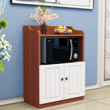唯旺微波炉柜简约餐边柜餐厅储物柜现代烤箱柜子碗柜客厅置物柜欧式 柚木配白门长60cm宽40cm高90cm
