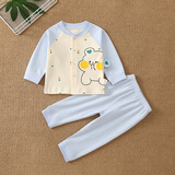 赞翠春秋冬纯棉男女宝宝内衣套装婴儿开衫秋衣秋裤两件套新生儿家居服 TN兔子蓝色（无骨衣） 73 建议4-8个月