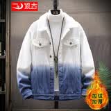 浪古牛仔外套男宽松潮流男装夹克春秋季潮牌男士上衣服休闲秋冬季外套 加绒605蓝色 3XL