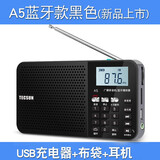 德生（Tecsun） 德生A5老年人收音机插卡可充电新款小型随身听微型半导体广播fm调频袖珍外放唱戏 黑色+USB充电器+布袋+耳机