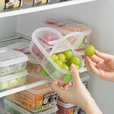 家の物语（KATEI STORY）日本进口分格水果便当盒儿童小学生春游外出携带食品级保鲜盒便携 600ml【透明 双开盖】外带水果盒