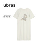 ubras【特卖】虞书欣同云棉插肩短袖连衣裙家居服睡裙睡衣女 快乐云棉-茉莉白色 S