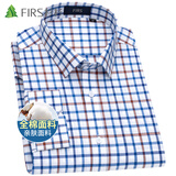 杉杉（FIRS）长袖衬衫男 纯棉新疆棉商务休闲衬衣男士格子上衣 咖啡格 38