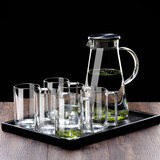 乐美雅（Luminarc）家用加厚透明玻璃杯子耐热带把绿茶杯喝水杯牛奶果汁杯简约套装 盘子+1.8L壶钢化杯6只 320ml