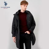 U.S. POLO ASSN.US保罗羽绒服男中青年外套连帽冬季保暖白鸭绒工装外套男百搭男装 黑色7014 L 170（120-135斤左右）