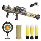 儿童枪玩具筒火箭炮迫击炮仿人真可发射海绵软弹导弹射击拼装男女孩 火箭筒沙漠色+泡弹3发+平底锅+红外+倍镜+背带