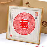 燕云州蔚县手工剪纸工艺品熊猫摆件中国风特色礼物送老外出国礼品 红色百字福(大号26*26cm)