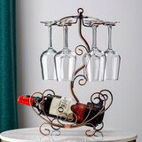 SingLe派创意红酒架摆件红酒杯高脚杯红酒杯架欧式葡萄酒架酒瓶架高脚杯架 花船-古铜色+优雅6支