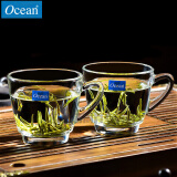 Ocean进口玻璃茶杯耐热泡茶杯带把家用待客水杯加厚大容量绿茶杯 肯雅把杯245ml【两支】