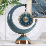 丽盛欧式座钟客厅时尚创意台钟家用石英钟时钟酒柜装饰品摆件钟表 K945-81 (陶瓷蓝双面钟)