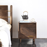 欧策（ouce）床头柜黑胡桃实木简约现代卧室收纳储物装饰柜 黑胡桃木