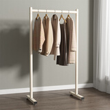 木樽简约加粗晾衣架落地阳台晒被子挂衣架单杆晾衣杆出租屋卧室晒衣架 0.8米奶油白 加粗圆管