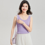 金菊【含桑蚕丝打底】春夏圆领无袖经典纯色百搭上衣针织吊带女式背心