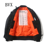 BVX潮牌MA1飞行员夹克男潮流宽松大码加厚棒球服秋冬装百搭休闲外套 黑色（冬季加棉） L