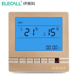 伊莱科（ELECALL） 水地暖电地暖温控器控制器可调温控制器控制面板壁挂炉温控器 按键款水地暖EK8805H（香槟金）