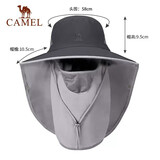 骆驼（CAMEL）户外遮阳渔夫帽男女全脸大帽檐防紫外线防晒帽1152253014远山灰