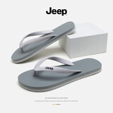 Jeep吉普人字拖男夏外穿防滑简约百搭轻便男士休闲潮流沙滩户外凉拖鞋 灰白 41-42 M