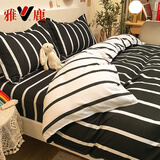 雅鹿床上用品四件套北欧风非全棉纯棉床单被套罩学生宿舍南通女男士三 GD北欧时代【不起球/不掉色/可裸睡】 1.2m 床单款 三件套-被套150x200cm
