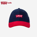 Levi's李维斯儿童帽子刺绣logo镂空鸭舌帽夏季男女童棒球帽潮 深靛蓝 8/20【建议头围54-56cm】