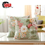 新品老粗布套不含芯正方形沙发床头靠背靠枕P 绿色田园 40X40cm【抱枕套一个】