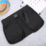 PEYI小众多功能男女通用多拉链口袋腰封户外运动休闲黑色布料围裙腰包 黑色_防泼水 均码