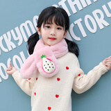 达芬奇密码  圣诞儿童圣诞动物卡通围脖礼物冬季仿獭兔毛绒百搭秋冬天围巾 火龙果 浅粉 70cm*10cm