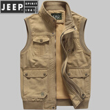 JEEP SPIRIT美国经典吉普马甲男士外套春秋款导演休闲钓鱼摄影背心男马夹 卡其色 L