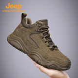 Jeep吉普男鞋2025秋冬季新款高帮鞋休闲鞋男潮流登山鞋男士运动鞋子男 卡其 41