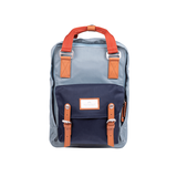 Doughnut Macaroon 甜甜圈旅行双肩包男女电脑包学生书包轻便帆布背包 洗水牛仔x航海蓝