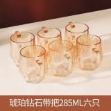 格娜斯（CRISTALGLASS）水杯家用套装高级感轻奢喝茶玻璃水杯子带把客厅待客一套凉壶杯具 琥珀6只