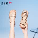 红蜻蜓妈妈凉鞋夏季软底防滑中老年凉鞋不累脚平底鞋WJK24842 杏色 37