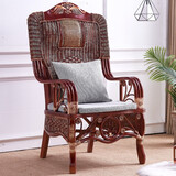 格乐诗 藤制办公椅老板椅大班椅休闲椅天然藤椅家具户外休闲椅老人藤椅 101大号古典红，身高180以上使用