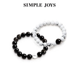SIMPLE JOYS情侣手链一对黑曜石白松石手串时尚简约男女款转运珠走心生日礼物 缘来是你 情侣手串一对