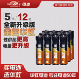 华虹高性能金色华虹碳性五七号电池电视空调遥控器儿童玩具闹钟挂钟鼠标键盘拍立得游戏手柄 5号7号AAA 五号碳性高性能 12粒