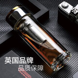 ORTOR玻璃杯过滤茶杯带盖手柄男士办公泡茶水杯大容量杯礼物订 黄金色盖直身杯
