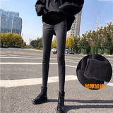 南叮雅格孕妇牛仔裤秋冬新款外穿孕妇裤子新款加绒弹力修身显瘦小脚裤长裤 灰色加绒 XL 125-135斤