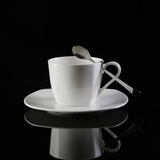 国涛简约纯白咖啡杯碟欧式骨瓷小奢华陶瓷咖啡器具配勺子印字定制logo 大方杯（1杯1碟1勺） 250ml