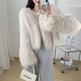 傲列2025秋冬加密双面编织貉子毛皮草外套女短款毛毛大衣年轻新款海宁 奶茶色 均码
