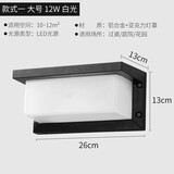 品福欧式现代简约创意复古户外壁灯防水LED庭院灯具室外别墅阳台露台 款式一 大号-黑色-12W白光