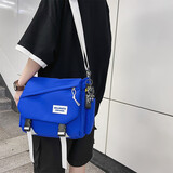 法德陆 ins潮牌单肩包男士学生大容量夏季背包斜挎包休闲日系工装邮差包