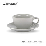 MHW-3BOMBER 轰炸机拿铁杯咖啡杯家用意式拉花杯简约陶瓷杯碟280ml 铅笔灰