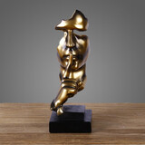 集思美 创意沉默是金抽象雕塑工艺品摆件复古办公室客厅艺术装饰品摆设 鎏金色