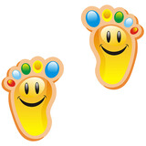 蓒鹬小脚丫地贴幼儿园学校地面台阶贴儿童房卡通防水自粘脚印学步贴纸 无字脚丫【黄色】15对